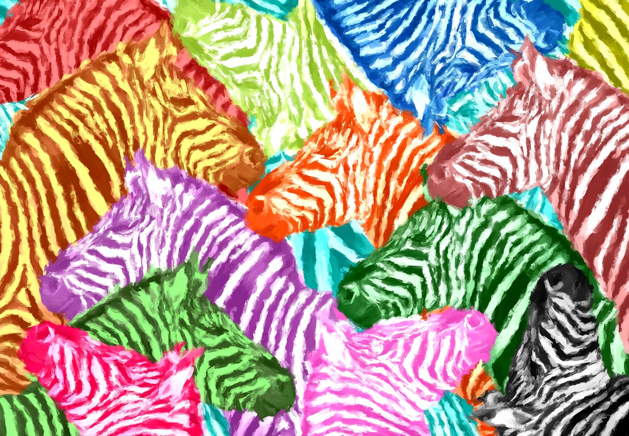 zebra, multicoloured, abstract