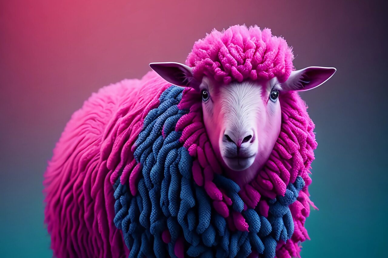 art, sheep, colorful