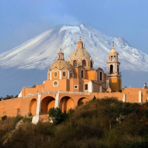 aerial photography of orange cathedral