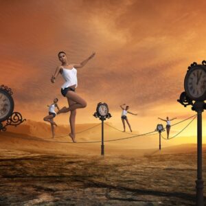 time, fast moving, balancing act, passes, stress, hectic, events, fantasy, digital art, woman, clock, rope, time, time, stress, stress, stress, stress, stress