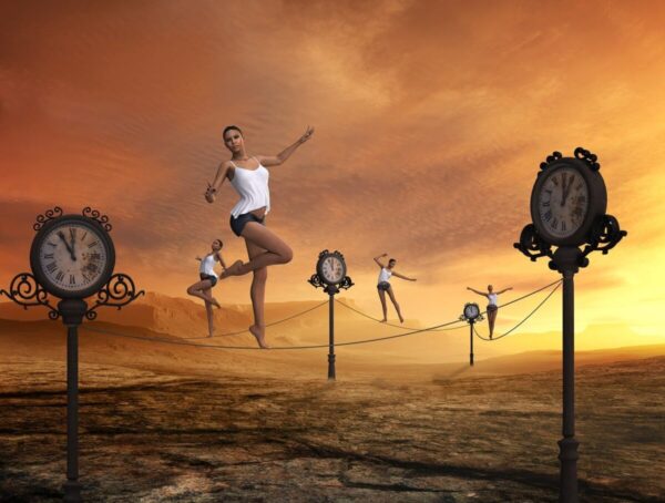 time, fast moving, balancing act, passes, stress, hectic, events, fantasy, digital art, woman, clock, rope, time, time, stress, stress, stress, stress, stress