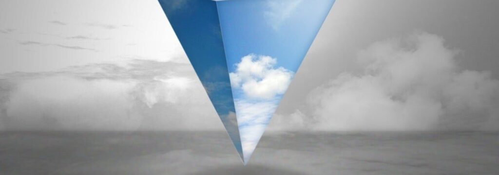 triangle, sky, abstract, wallpaper, background, fantasy, pyramid, portal, dimension, rain, storm, geometric form, surreal, horizon, cloudy, clouds, geometry, nature, gray clouds